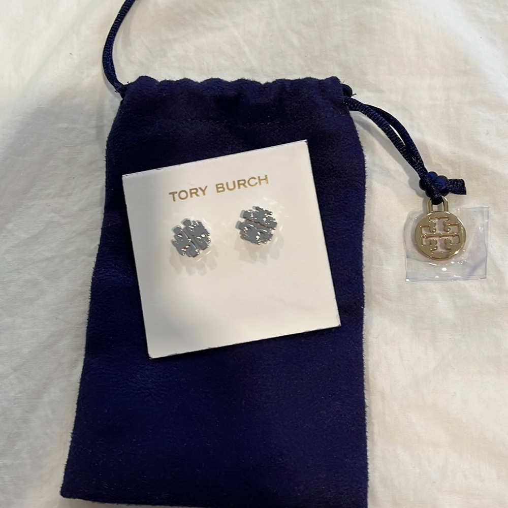 Tory Burch silver logo earrings!